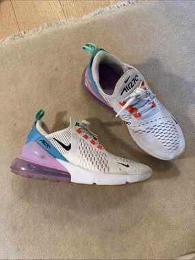 Nike Women’s White Sneakers with Purple, Aqua & Orange Accents